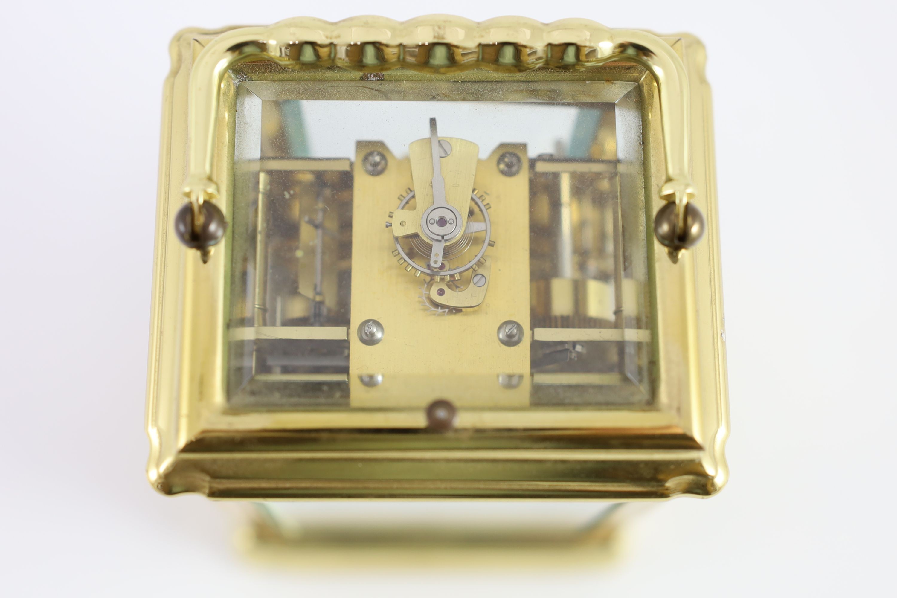 A L'Epée hour repeating brass carriage clock, width 9.5cm depth 8.5cm height 15.5cm